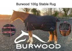 Burwood 100g Quilt Stable Rug Black/Burgundy